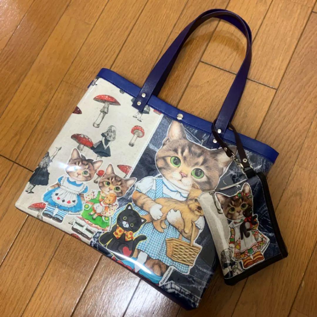猫さんビニールバック＆ポーチセット　リトルサンダー　コヤンイサムチョン